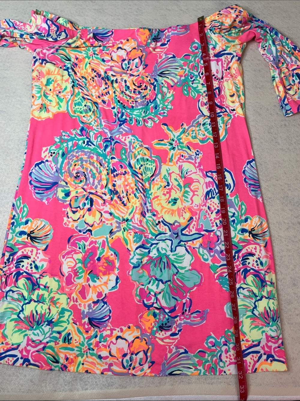 Lily Pulitzer-Vibrant Pink Floral Off-Shoulder Dress-XL - Picture 4 of 6